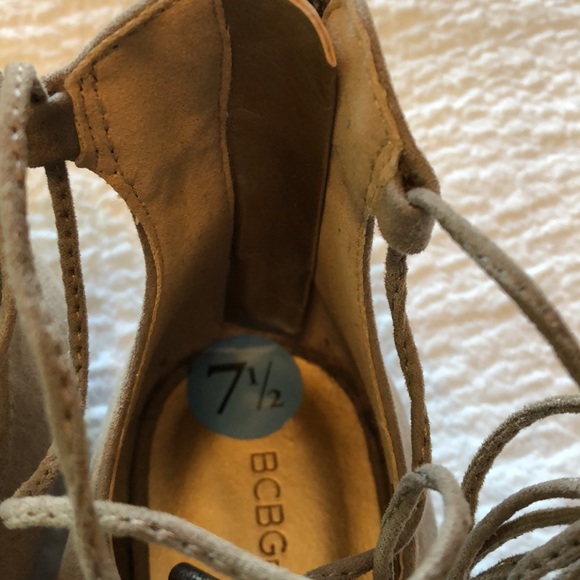 BCBG Generation Tan Faux Suede Tie-up Flat Shoes with Pointed Toe - Picture 7 of 16